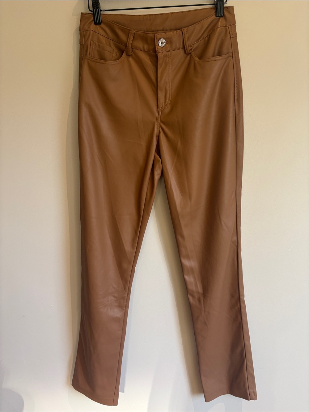 Joseph Ribkoff Camel Faux Leather Flare Pants – Size 8